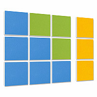 Wandbild Quadrate 12-tlg. Schalldämmung aus Basotect ® G+ / Schallabsorber - Elemente - Set 18