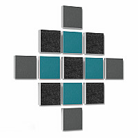 Wall objects squares 13-pcs. sound insulation made of Basotect ® G+ / sound absorber - elements - Set 03