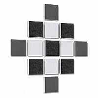 Wall objects squares 13-pcs. sound insulation made of Basotect ® G+ / sound absorber - elements - Set 04