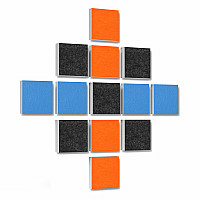 Wall objects squares 13-pcs. sound insulation made of Basotect ® G+ / sound absorber - elements - Set 05