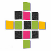 Wall objects squares 13-pcs. sound insulation made of Basotect ® G+ / sound absorber - elements - Set 06