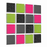 Wall objects squares 16-pcs. sound insulation made of Basotect ® G+ / sound absorber - elements - Set 02
