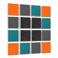 Wall objects squares 16-pcs. sound insulation made of Basotect ® G+ / sound absorber - elements - Set 04