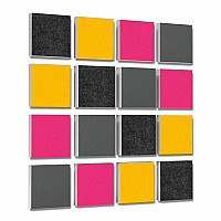 Wall objects squares 16-pcs. sound insulation made of Basotect ® G+ / sound absorber - elements - Set 05