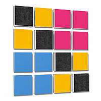 Wandbild Quadrate 16-tlg. Schalldämmung aus Basotect ® G+ / Schallabsorber - Elemente - Set 27