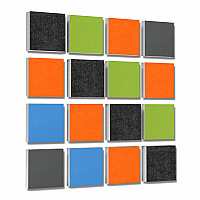 Wall objects squares 16-pcs. sound insulation made of Basotect ® G+ / sound absorber - elements - Set 28