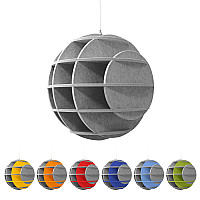 SATELLITE 3D acoustic object sphere SILVER GREY for optimal room acoustics, INNOVATIVE DESIGN / DM: 40 cm