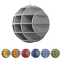 „SATELLITE“ 3D-Akustik-Objekt Kugel SILVER GREY für optimale Raumakustik, INNOVATIVES DESIGN / DM: 58 cm
