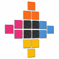 Wall objects squares 16-pcs. sound insulation made of Basotect ® G+ / sound absorber - elements - Set 37