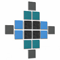 Wandbild Quadrate 16-tlg. Schalldämmung aus Basotect ® G+ / Schallabsorber - Elemente - Set 39