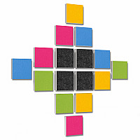 Wall objects squares 16-pcs. sound insulation made of Basotect ® G+ / sound absorber - elements - Set 42