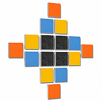 Wall objects squares 16-pcs. sound insulation made of Basotect ® G+ / sound absorber - elements - Set 47