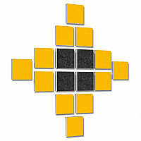 Wandbild Quadrate 16-tlg. Schalldämmung aus Basotect ® G+ / Schallabsorber - Elemente - Set 49