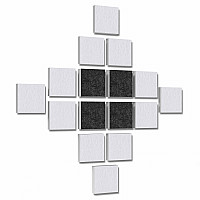 Wall objects squares 16-pcs. sound insulation made of Basotect ® G+ / sound absorber - elements - Set 52