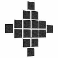 Wandbild Quadrate 16-tlg. Schalldämmung aus Basotect ® G+ / Schallabsorber - Elemente - Set 53