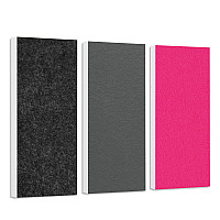 Sound absorber set Colore made of Basotect G+< 3 elements > anthracite + granite grey + fuchsia