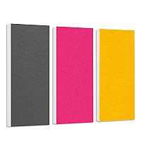 Sound absorber set Colore made of Basotect G+< 3 elements > granite grey + fuchsia + sunny yellow