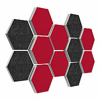 12 honeycomb absorbers made of Basotect ® G+ / Colore BigPack / 4 each 300 x 300 x 30/50/70mm Anthracite + Bordeaux