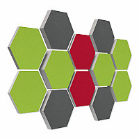 12 honeycomb absorbers made of Basotect ® G+ / Colore Multicolor 03 BigPack / 4 each 300 x 300 x 30/50/70mm