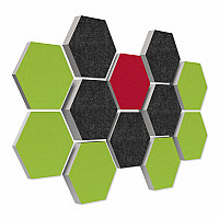 12 honeycomb absorbers made of Basotect ® G+ / Colore Multicolor 07 BigPack / 4 each 300 x 300 x 30/50/70mm