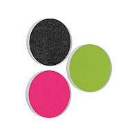 3 Akustik Schallabsorber aus Basotect ® G+ / Kreis Anthrazit + Hellgrün + Fuchsia