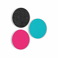 3 Akustik Schallabsorber aus Basotect ® G+ / Kreis Anthrazit + Türkis + Fuchsia