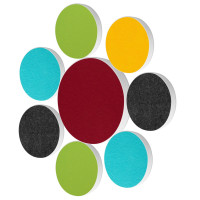 8 Acoustic sound absorbers made of Basotect ® G+ / Circle Multicolour Set 01