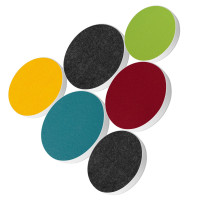 6 Acoustic sound absorbers made of Basotect ® G+ / Circle Multicolour Set 14
