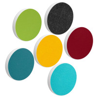 6 Akustik Schallabsorber aus Basotect ® G+ / Kreis Multicolore-Set 15