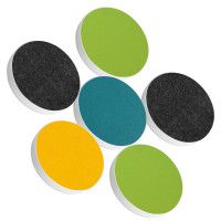 6 Acoustic sound absorbers made of Basotect ® G+ / Circle Multicolour Set 18