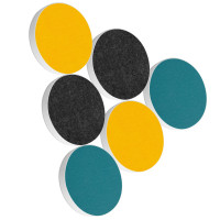 6 Acoustic sound absorbers made of Basotect ® G+ / Circle Multicolour Set 20