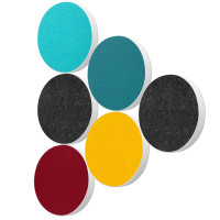 6 Acoustic sound absorbers made of Basotect ® G+ / Circle Multicolour Set 02