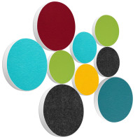 9 Acoustic sound absorbers made of Basotect ® G+ / Circle Multicolour Set 03