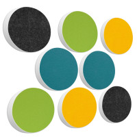 8 Acoustic sound absorbers made of Basotect ® G+ / Circle Multicolour Set 04