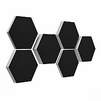 6 Absorber Wabenform aus Basotect ® G+ / Colore SCHWARZ / je 2 Stück 300 x 300 x 30/50/70mm