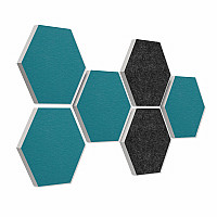 6 absorbers honeycomb form made of Basotect ® G+ each 300 x 300 x 30mm Colore PETROL and ANTHRACITE