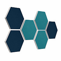 6 absorbers honeycomb form made of Basotect ® G+ each 300 x 300 x 30mm Colore PETROL and DARK BLUE