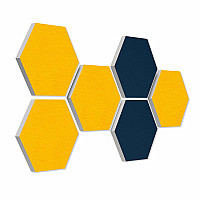 6 absorbers honeycomb form made of Basotect ® G+ each 300 x 300 x 30mm Colore SUNNY YELLOW and DARK BLUE