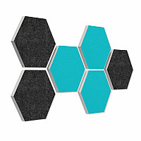 6 absorbers honeycomb form made of Basotect ® G+ each 300 x 300 x 30mm Colore ANTHRACITE and TURQUOISE