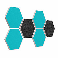 6 absorbers honeycomb form made of Basotect ® G+ each 300 x 300 x 30mm Colore TURQUOISE and ANTHRACITE