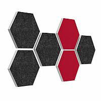 6 absorbers honeycomb form made of Basotect ® G+ each 300 x 300 x 30mm Colore ANTHRACITE and BORDEAUX