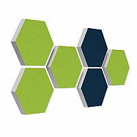 6 absorbers honeycomb form made of Basotect ® G+ each 300 x 300 x 30mm Colore LIGHT GREEN and DARK BLUE