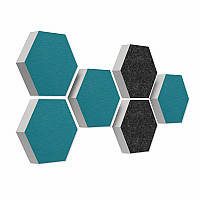 6 absorbers honeycomb form made of Basotect ® G+ each 300 x 300 x 70mm Colore PETROL and ANTHRACITE
