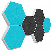 6 absorbers honeycomb form made of Basotect ® G+ each 300 x 300 x 70mm Colore ANTHACITE and TURQUOISE