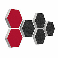 6 absorbers honeycomb form made of Basotect ® G+ each 300 x 300 x 70mm Colore ANTHRACITE and BORDEAUX