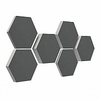 6 absorbers honeycomb shape made of Basotect ® G+ / Colore GRANITE-GRAY / 2 each 300 x 300 x 30/50/70mm