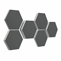 6 Absorber Wabenform aus Basotect ® G+ / Colore GRANITGRAU / je 2 Stück 300 x 300 x 30/50/70mm