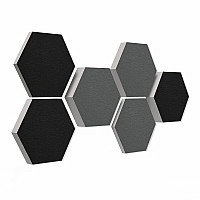 6 honeycomb absorbers made of Basotect ® G+ / Colore GRANITE GREY + BLACK/ 2 each 300 x 300 x 30/50/70mm