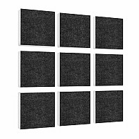 Wall object squares 9 pieces sound insulation, ANTHRACITE - sound absorber - elements made of Basotect ® G+