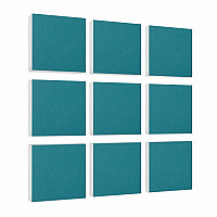 Wall object squares 9 pieces sound insulation, PETROL - sound absorber - elements made of Basotect ® G+